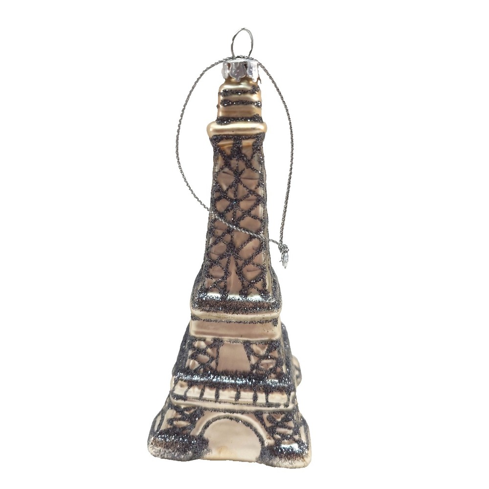 Eiffel Tower 5.5"‎ Blown Glass Ornament Holiday Paris France Vacation